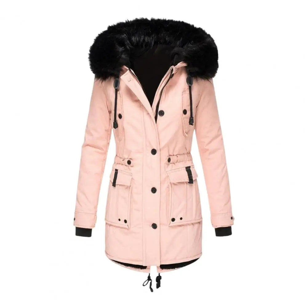 Adding Velvet Thickening Overcoming Outerwear Women's Cotton Jacket 2025 Winter Item Slimming Cotton Coat Outwear Jacket