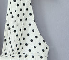 YENKYE French Style Retro Polka Dot Deep V Halter Dress Women Sexy