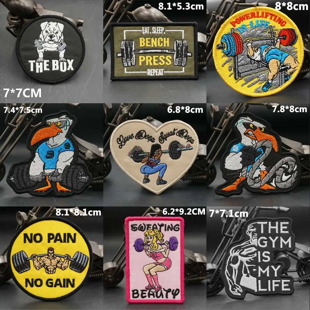Patch brodé haltérophilie — À coudre sur vêtements, sacs et casquettes