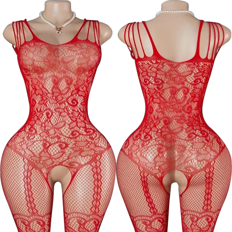 Off Shoulder Mesh Floral Print Baby Dolls Dress Short Sleeve Erotic Crotchless Lingerie Women Sexy Hollow Open Bra Bodystockings