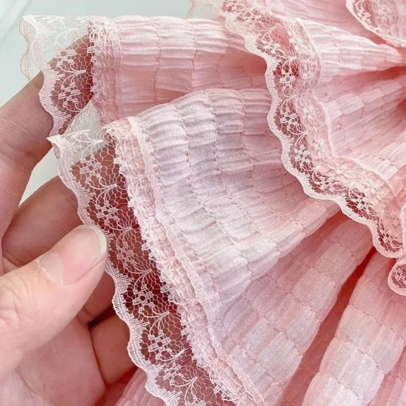 Retail 2024 Baby Girls Fall Fashion Princess Teenage Pink Blouse New  Kids Sweet Lace  Long Sleeve Top 6-12T