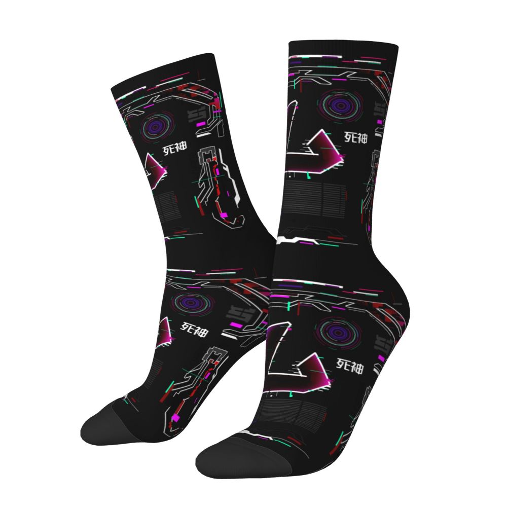 Techwear Men's Crew Socks Unisex Fun Japanese Future Tech Street Wear Style Spring Summer Autumn Winter Dress Socks