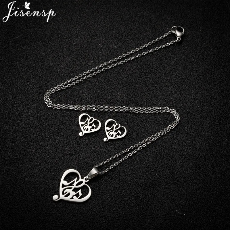 Parure Bijoux Femme Minimaliste – Collier + Boucles d’Oreilles Acier Inoxydable