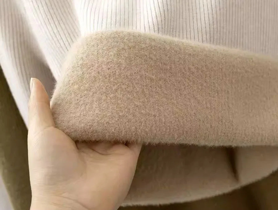 V-Neck Plus Velvet Thicken Knitted Pullover Sweater Woman Casaul Korean Fashion Knitwear Tops Jumpers Plush Lined Warm Sueter