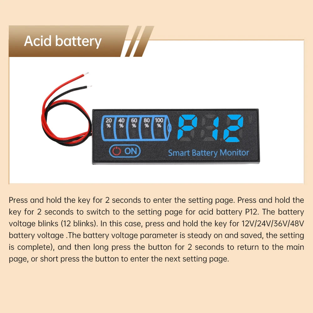 Indicateur de Charge Batterie LED DC 7-55V