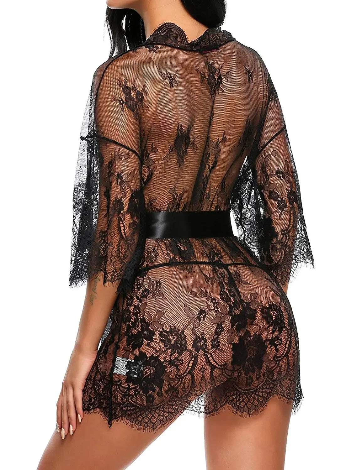 Kimono Dentelle Transparent Femme
