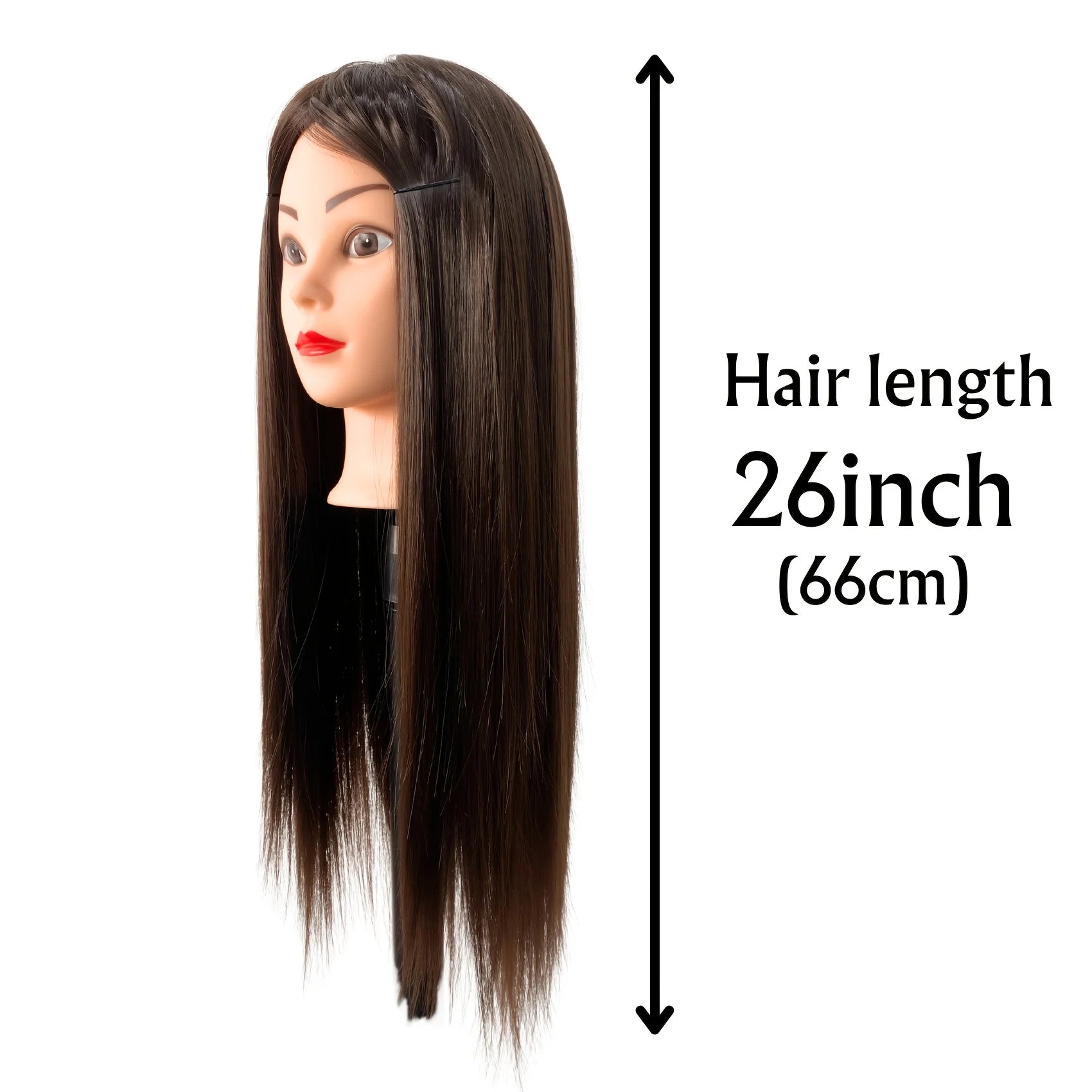 26 inches Professional Female Mannequin Head with Hair for Braiding, Styling, and Design Practice, Hairstyle Demonstration