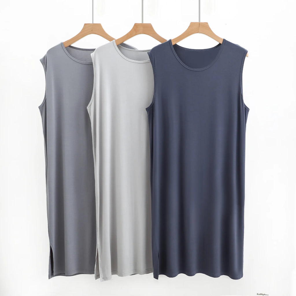Men's Sleepwear Vest Long Dress Comfortable Home Clothes Bathrobe Sexy Nightwear Spring Summer Autumn Winter Youth Pajamas ﻿
