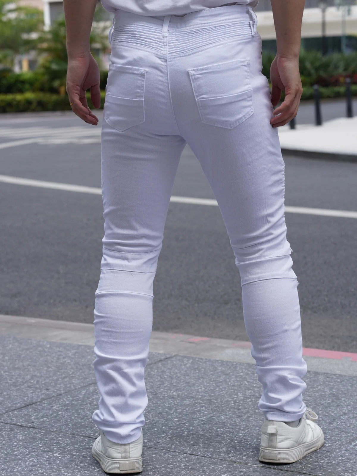 Jean blanc homme déchiré – Coupe slim streetwear