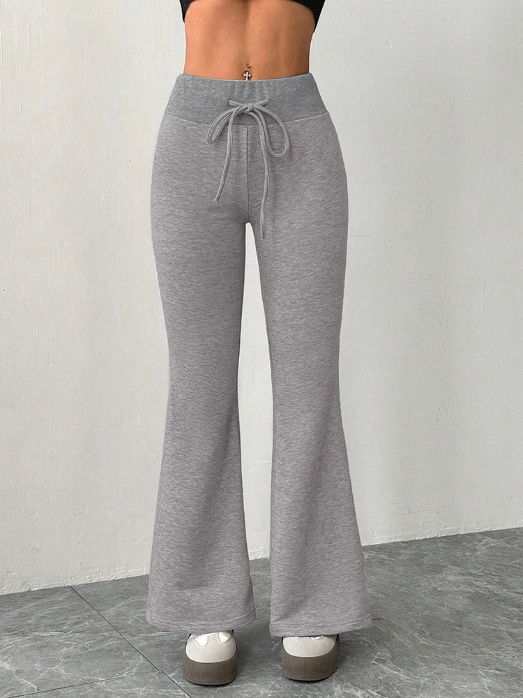 Summer New Women's Trousers Streetwear Fashion Casual Slim Versatile Lace-up Trousers Solid Sexy Elegant Female Pants Clothing
