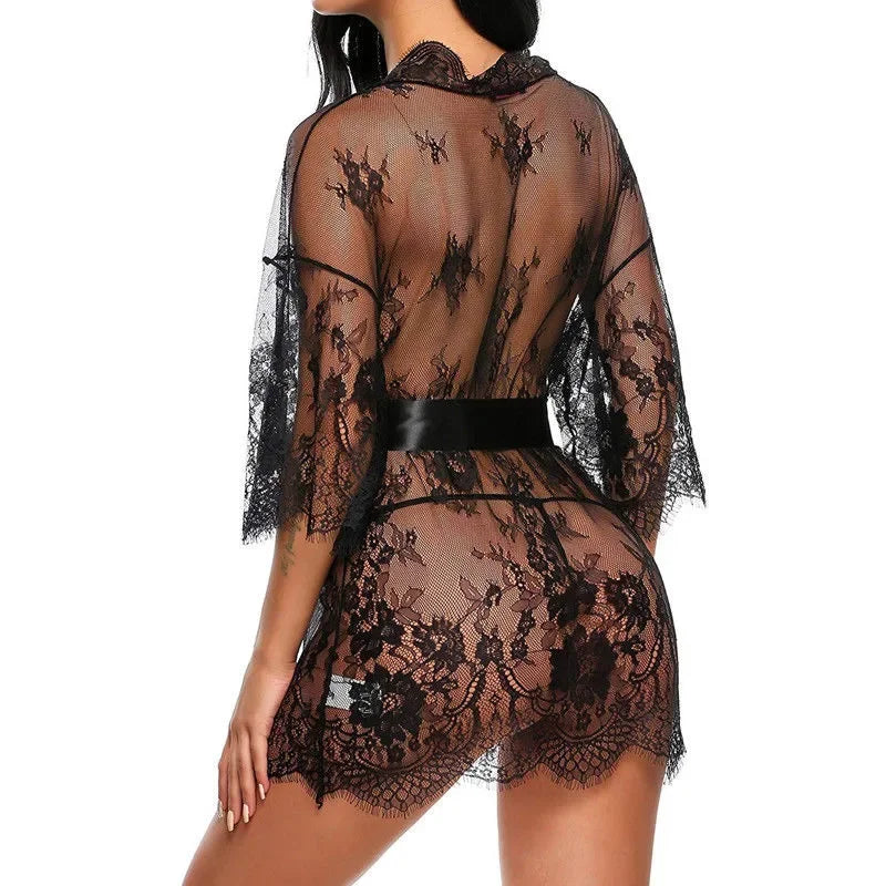 Kimono Dentelle Transparent Femme