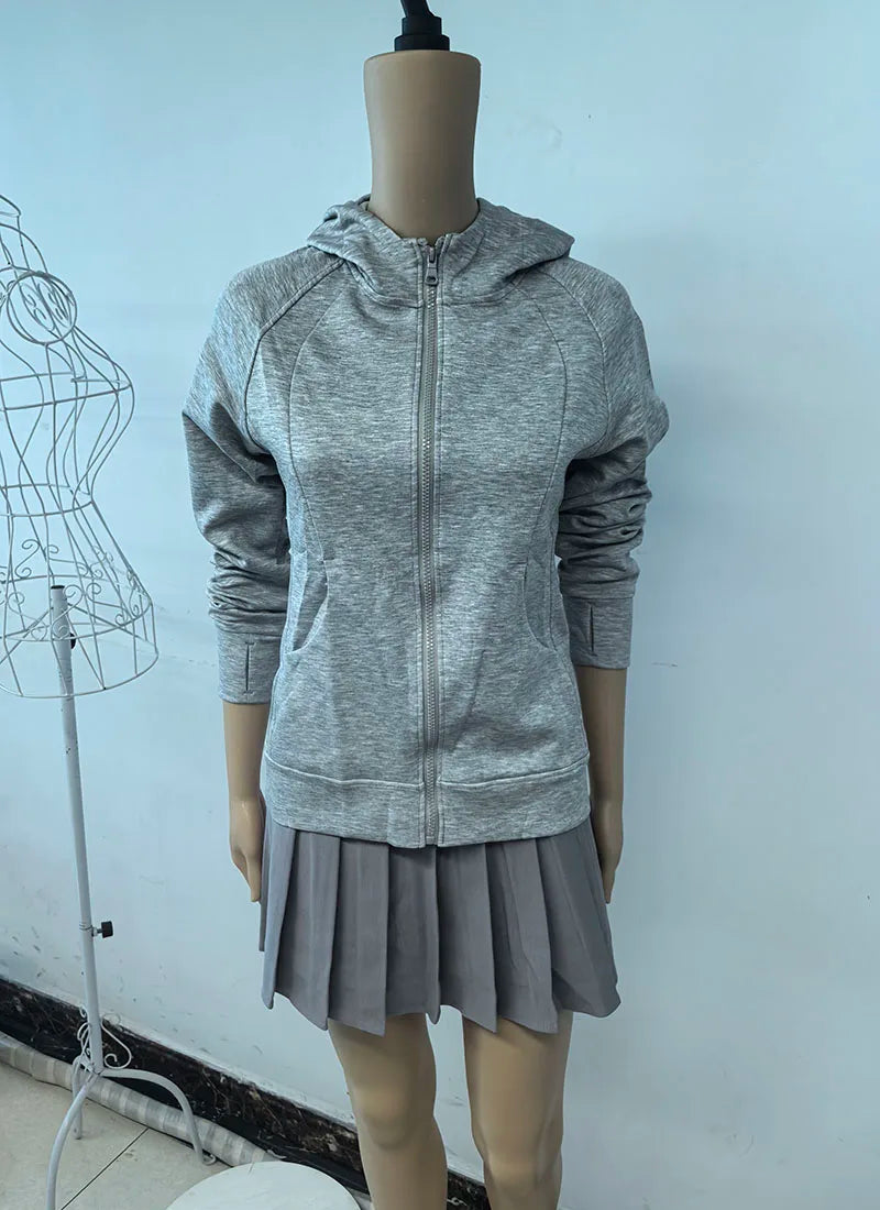 Sweat À Capuche Zipé Femme Slim – Poches Style Coréen Automne 2025