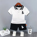 Summer Baby Boy Casual Clothes Cartoon Dinosaur T-Shirt Short Pants 2Pcs/Set Sport Kids Lapel Suits Children Fashion 0-5 Years