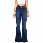 Jean évasé femme taille haute – Boutons apparents