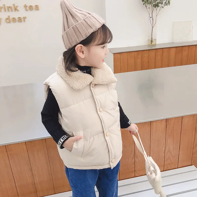 Gilet Sans Manches Enfant À Capuche – Imprimé Cartoon Chaud Automne Hiver 7-13 Ans