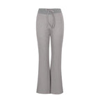 Pantalon évasé femme gris – Taille à cordon