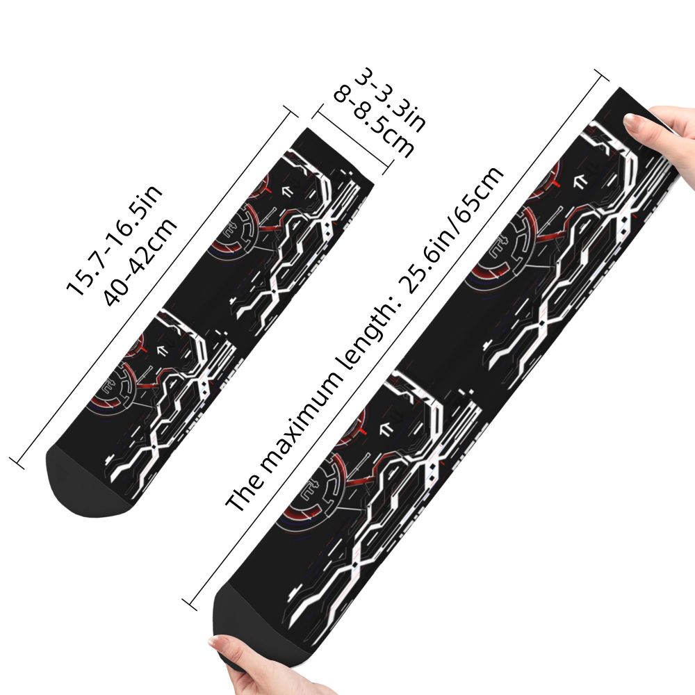 Techwear Men's Crew Socks Unisex Fun Japanese Future Tech Street Wear Style Spring Summer Autumn Winter Dress Socks