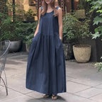 Women's Dress 2025 Summer Cotton and Linen Casual Round Neck