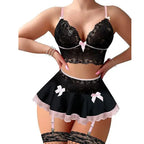 Cosplay Uniform Nurse Maid Uniform Sexy Crotchless Mini Skirt Lace Bra Kit Garters Sets Sexy Outfit Lingerie Erotic Costumes