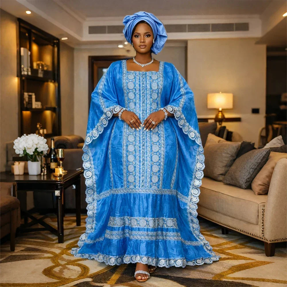 Plus Size African Clothes for Women 2026 New African Dashiki Ankara Embroidery Robe Bazin Design Wedding Party Dresses