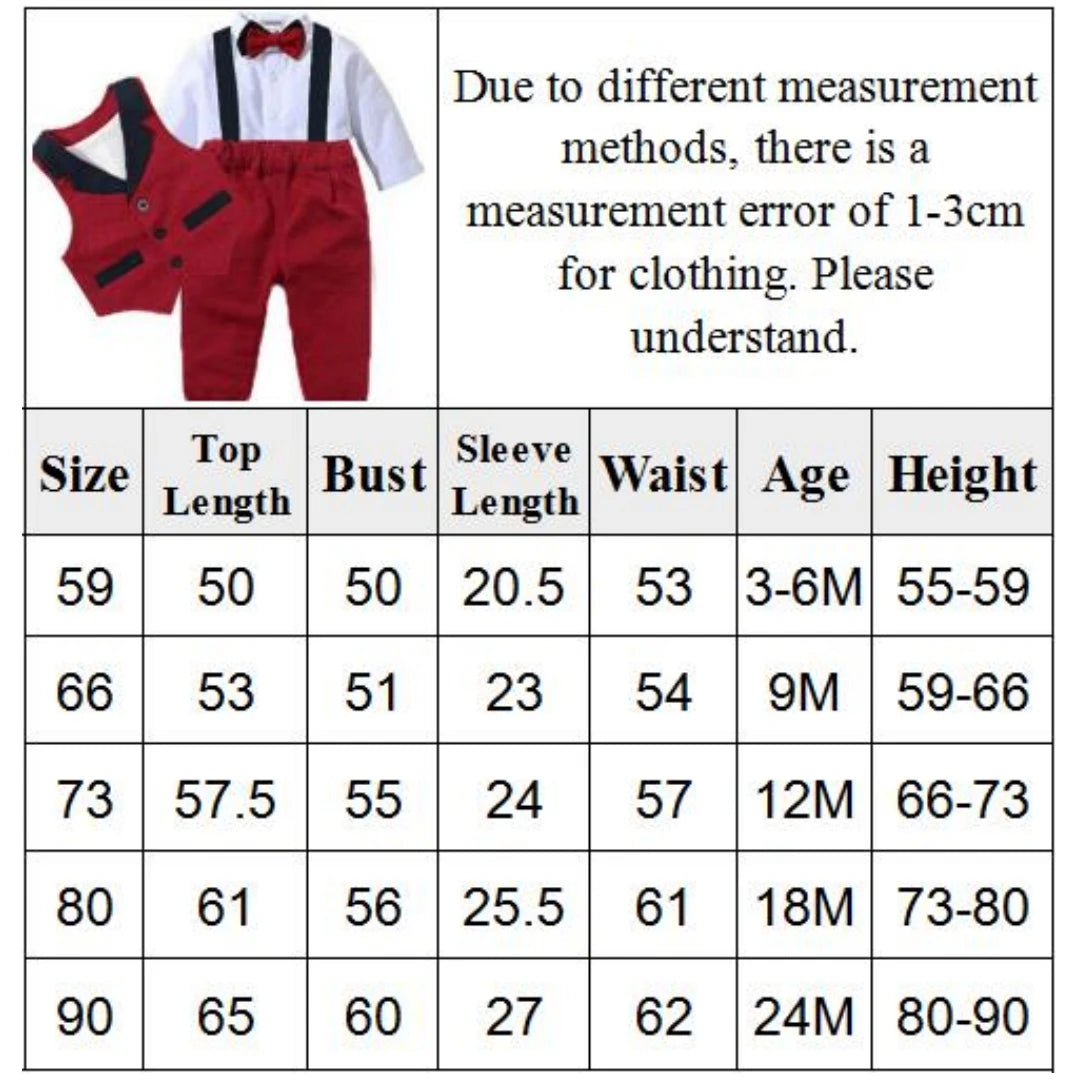 Baby Suits Newborn Boy Clothes Romper + Vest Infant Formal Clothing Outfit Party Bow Tie Children Toddler Birthday Dress 0- 24 M
