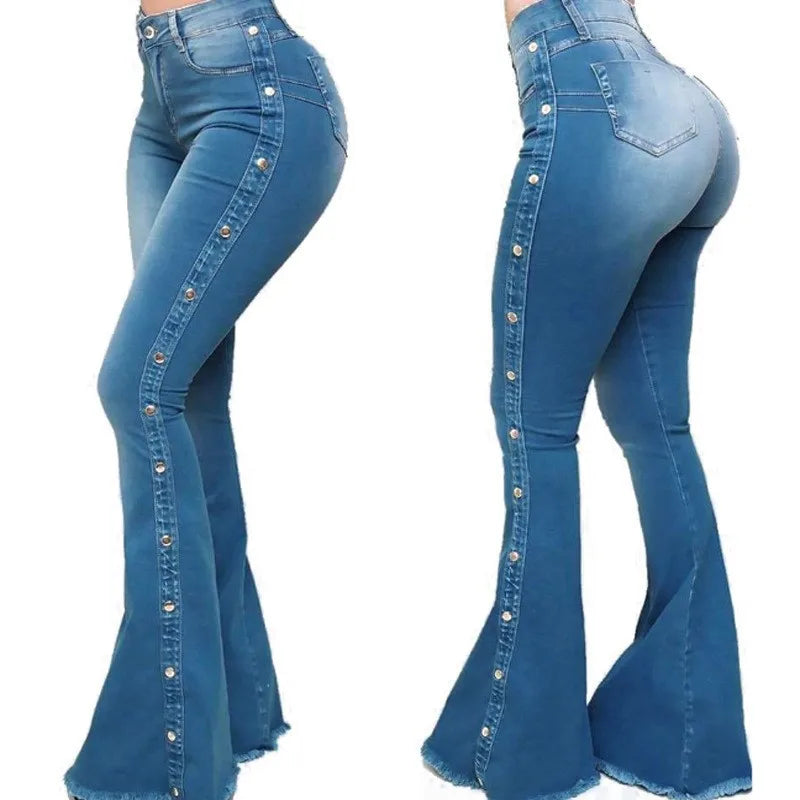 Women's Clothing New Jeans European American 2025 new popular high waisted elastic floor speaker jeans women long pants Jeans