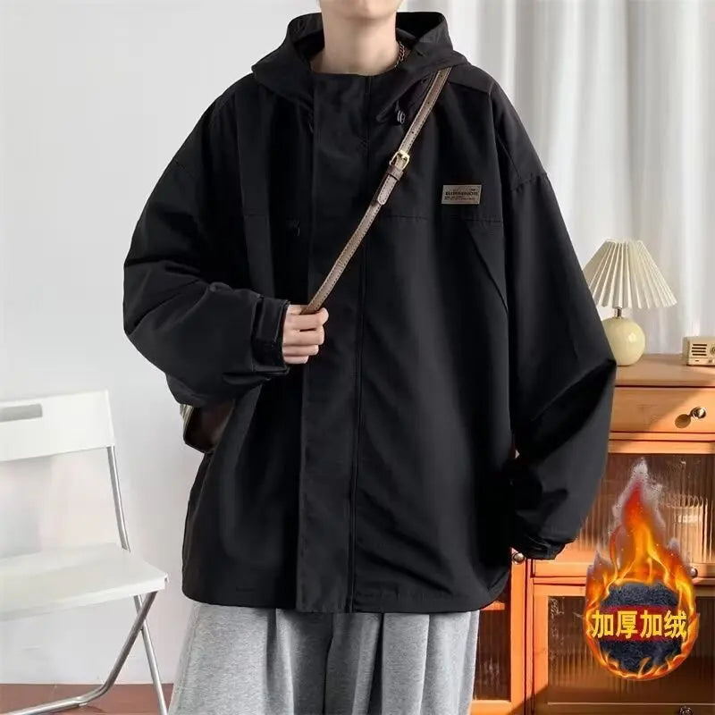 Lamb Velvet Jacket Men's Fleece Lined Thick Cotton Coat Autumn Winter Style Men's Winter Couple Large Size Cotton Clothes