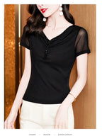 T-shirt femme col V – Manches courtes et coupe ajustée