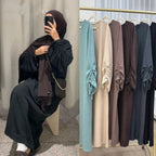 Eid Islamic Modest Dress for Women Abaya Lace-up Sleeve Morocco