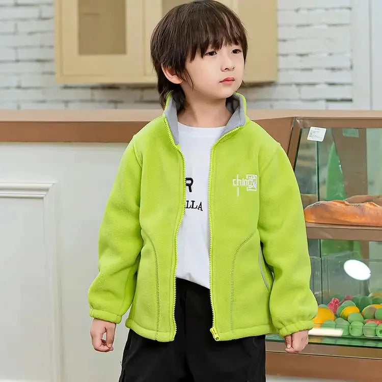 Manteau Polaire Enfant À Capuche – Double Polaire Chaud Zipé 2-14 Ans