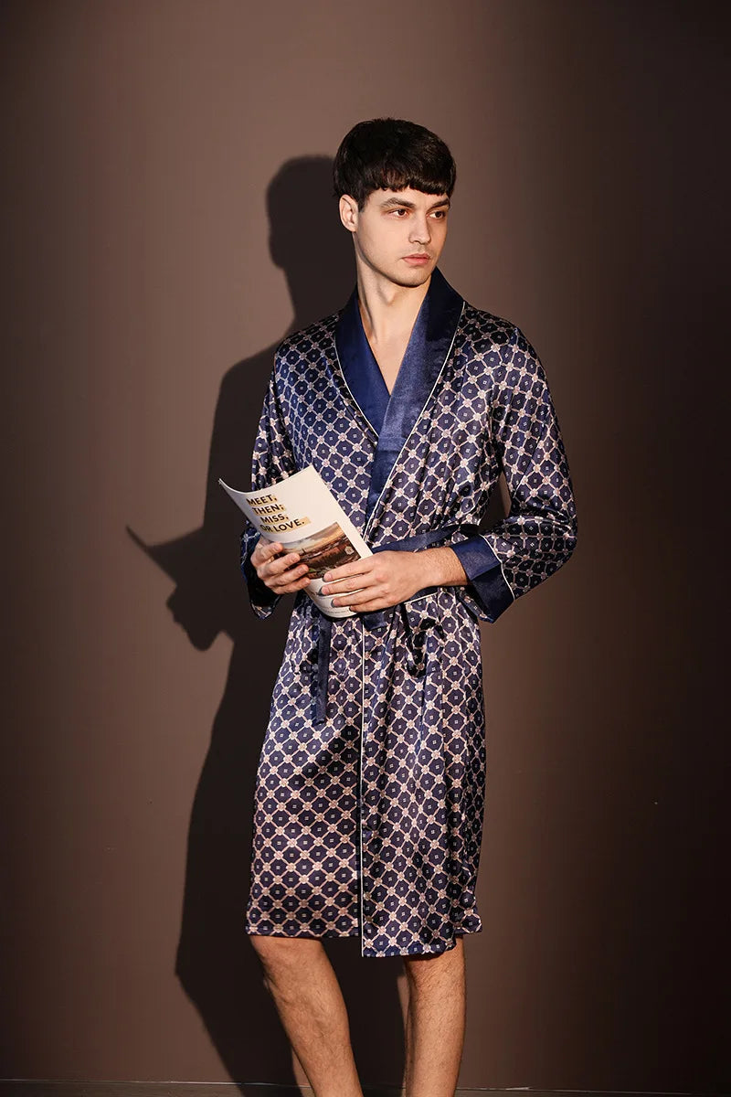 Peignoir Homme Soie de Glace — Imprimé, Léger & Confortable