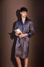 Peignoir Homme Soie de Glace — Imprimé, Léger & Confortable