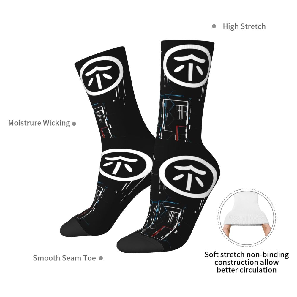 Techwear Men's Crew Socks Unisex Fun Japanese Future Tech Street Wear Style Spring Summer Autumn Winter Dress Socks