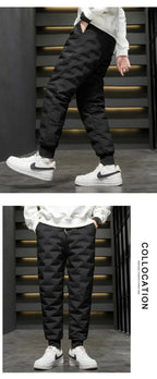 Thickened Lamb Velvet Men's Winter Outdoor Wear Windproof Coldproof Fleece Lined Trousers Large Size Warm Waterproof down Cot...