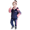 Kids Velvet Tracksuits,Cotton Jogging Suits,2-Piece Hooded Long Sleeve Sweatshirt + Pants Set,Girls Jacket,Casual Sports Wear