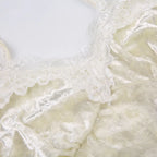 Caraco femme effet velours – Décolleté en V bordé de dentelle