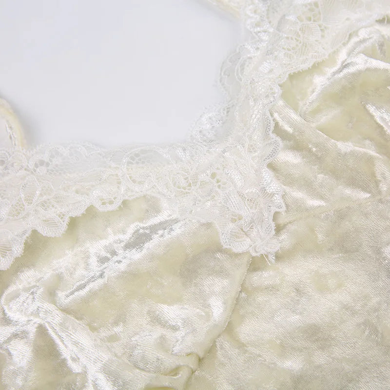 French retro velvet lace small suspender women's interior sexy backless lace V-neck vest base short top
