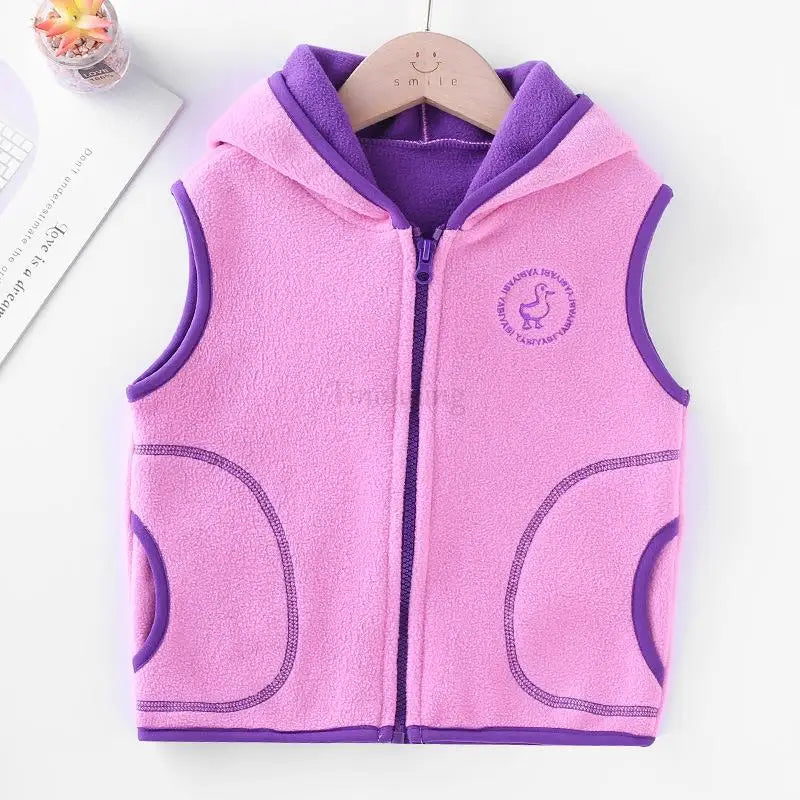 Manteau Polaire Enfant À Capuche – Double Polaire Chaud Zipé 2-14 Ans