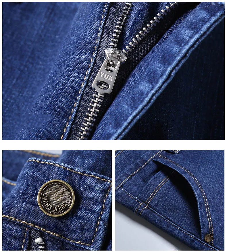 Men's Spring Autumn Vintage Black Business Jeans Men Casual Straight Stretch Classic Work Denim Trousers  Comfortable  Pant
