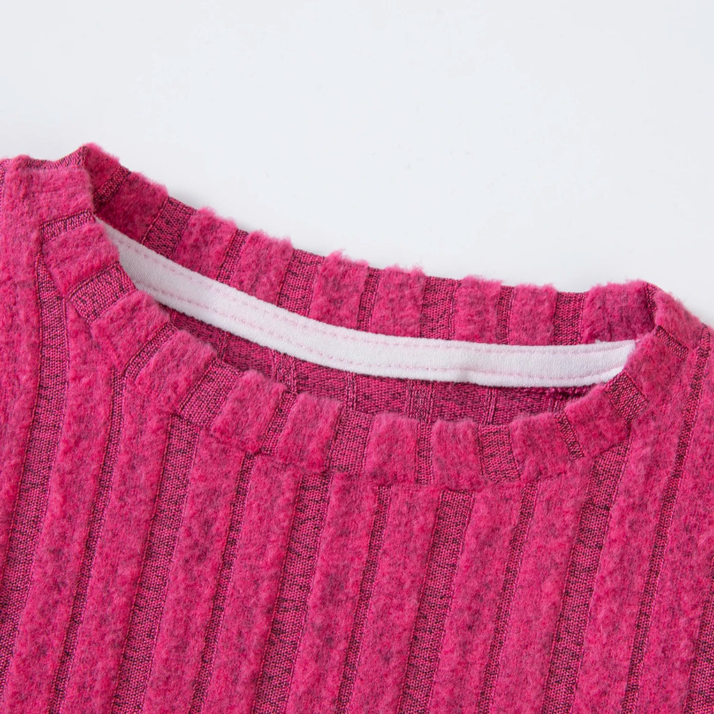 Baby Girl Clothes Set 3-8Y Knitted Long Sleeve Tops + Pants Kids Ribbed Jumpsuit Autumn Winter Warm Outfit Children Clothing