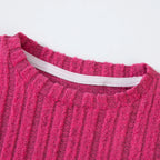 Baby Girl Clothes Set 3-8Y Knitted Long Sleeve Tops + Pants Kids Ribbed Jumpsuit Autumn Winter Warm Outfit Children Clothing