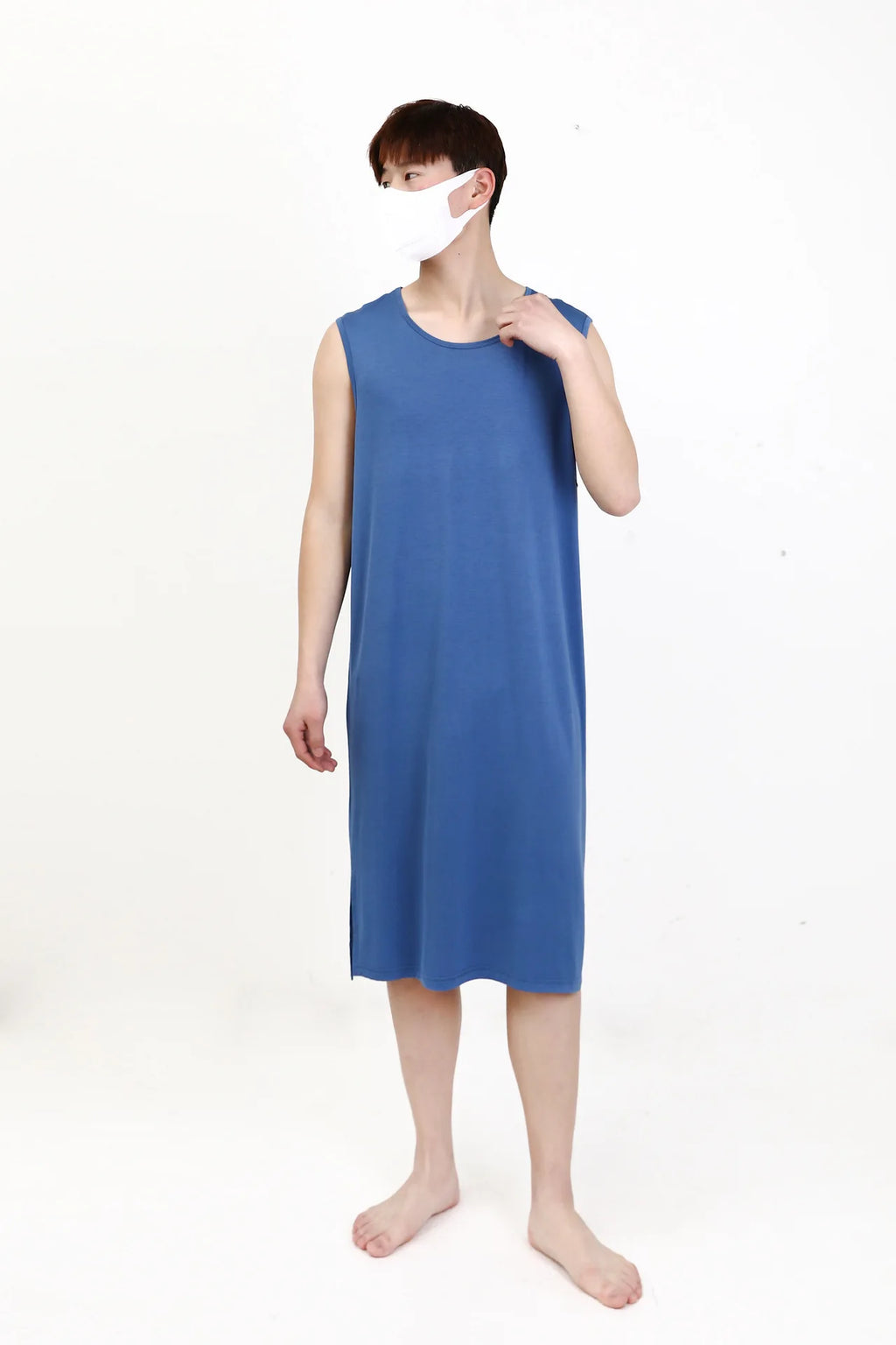 Men's Sleepwear Vest Long Dress Comfortable Home Clothes Bathrobe Sexy Nightwear Spring Summer Autumn Winter Youth Pajamas ﻿