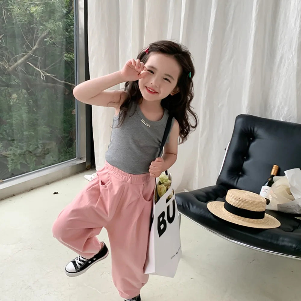 Kids Underwear Girls Tops Vests Children Summer Vest Tops for Boys Solid Tank Top Boy Clothes Cotton Tees Sleeveless 2 To 8Y