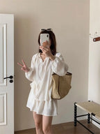 Plus-size Fashionable and Casual Women's Summer Outfit for Plus-size Loose Sunscreen Long-sleeved Top with Shorts Two-piece Set
