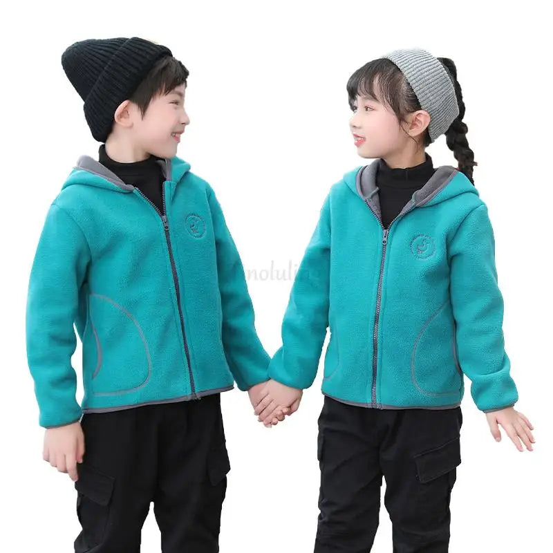 Manteau Polaire Enfant À Capuche – Double Polaire Chaud Zipé 2-14 Ans