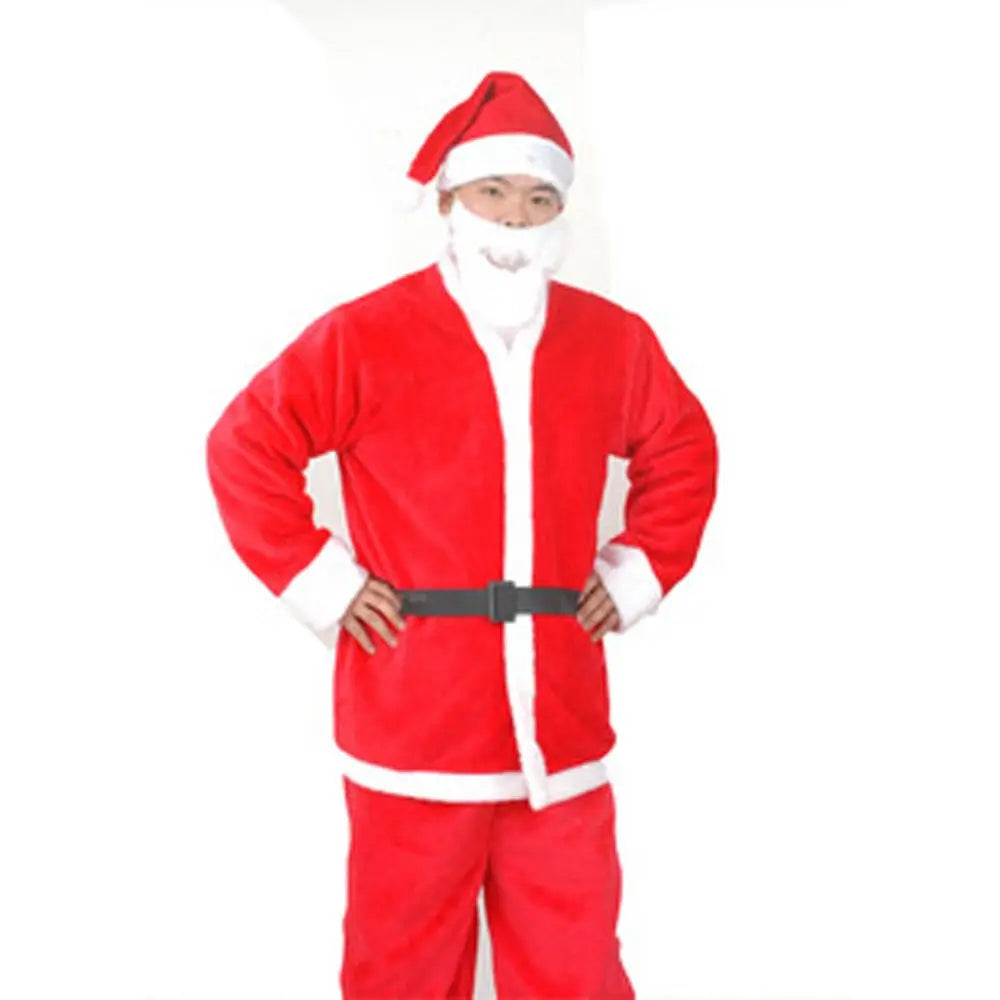 Funny Party Adults Belt Beard Velvet Christmas Clothes Santa Claus Costume Cosplay Suits Hat