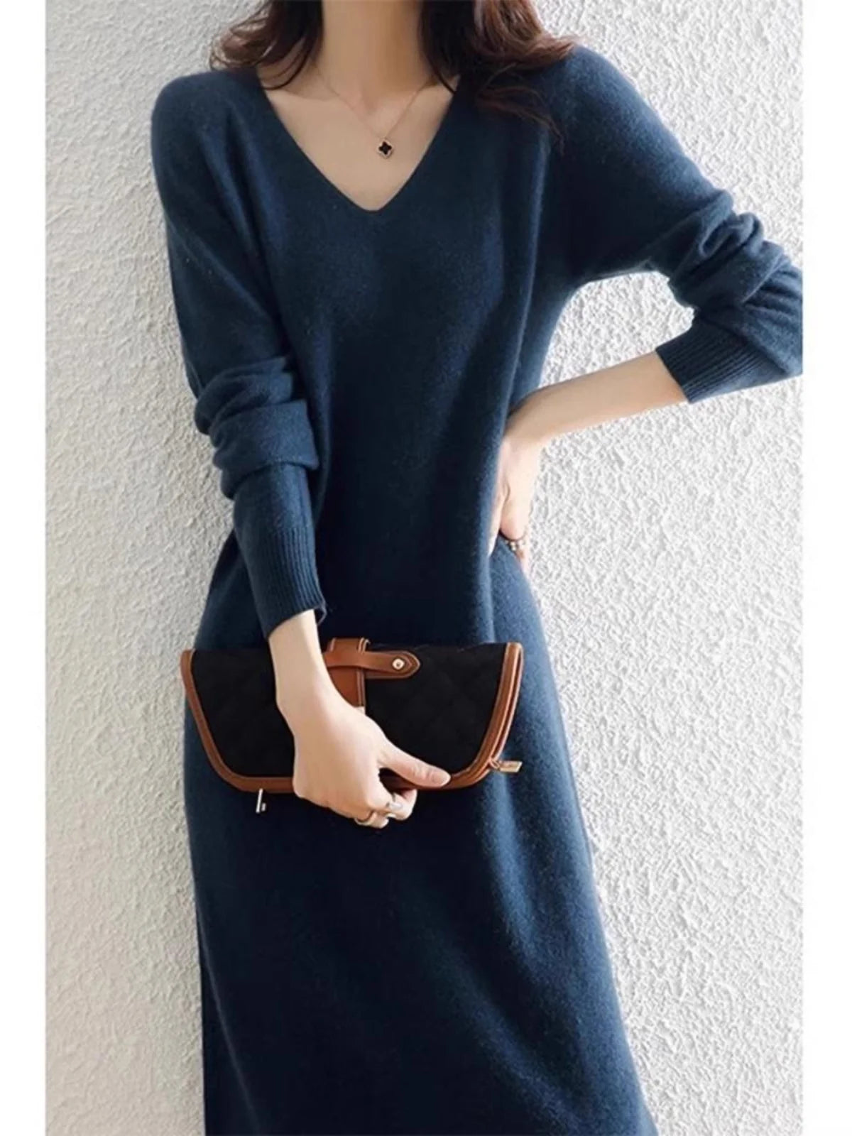 Cashmere Sweater Womens Dresses Wool Autumn Winter New Elegant Knitted Long Dress Female Casual Warm Skirts Vestidos CQ317