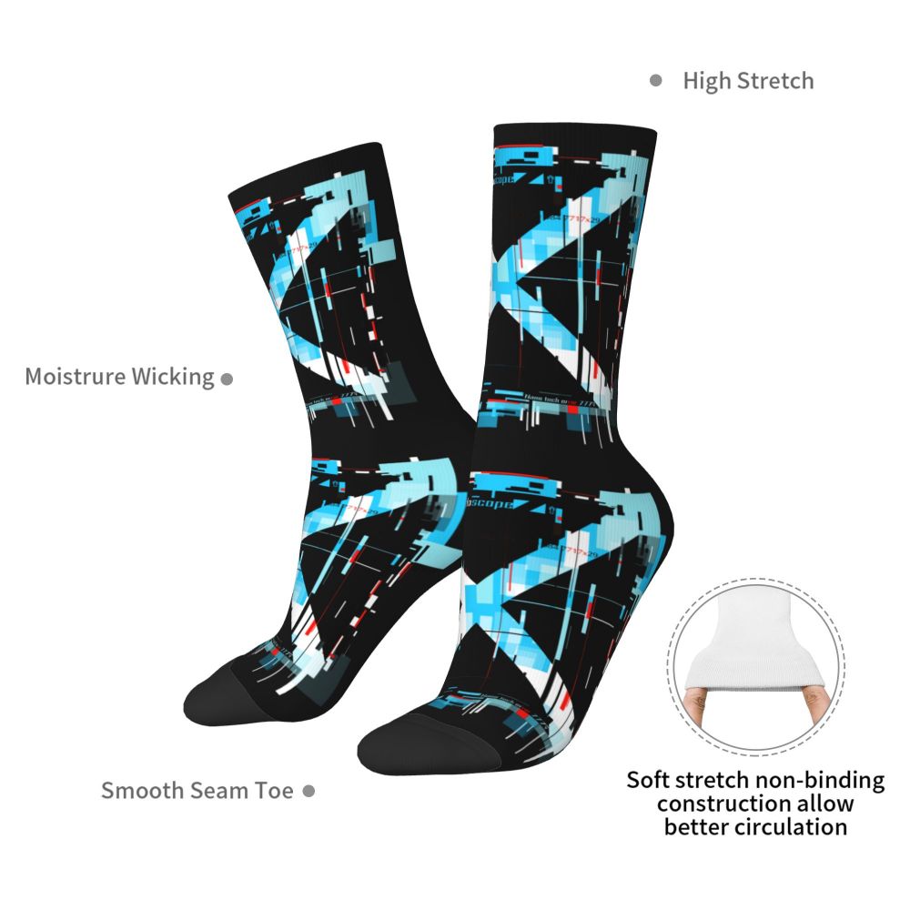 Techwear Men's Crew Socks Unisex Fun Japanese Future Tech Street Wear Style Spring Summer Autumn Winter Dress Socks