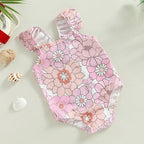 Baby Girls Swimwear Infant Off Shoulder Sleeveless Floral Print
