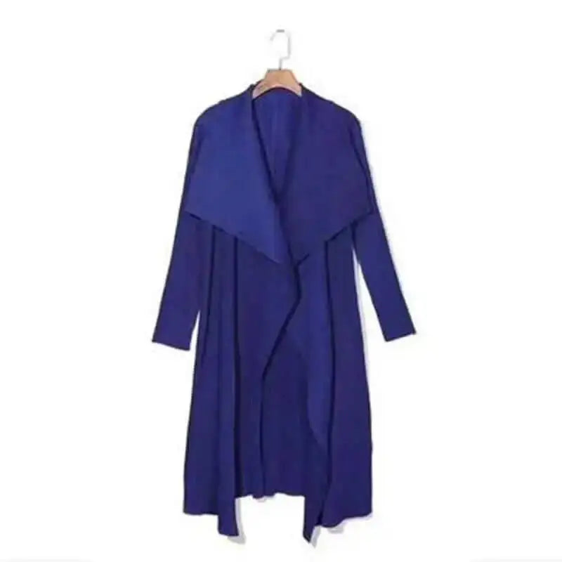 Trench-Coat Femme Plissé LANMREM – Col Revers Ample Cardigan Printemps Été 2025